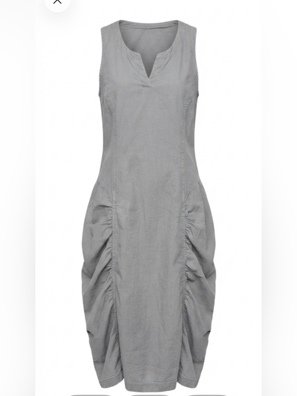XCVI Grey Ruched Midi Dress Medium